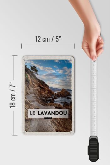 Panneau de voyage en étain, 12x18cm, Le Lavandou, France, montagnes, mer, vacances 5