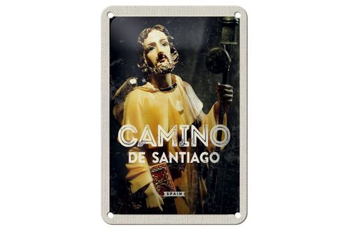 Blechschild Reise 12x18cm Retro Camino de Santiago Sculptur Dekoration