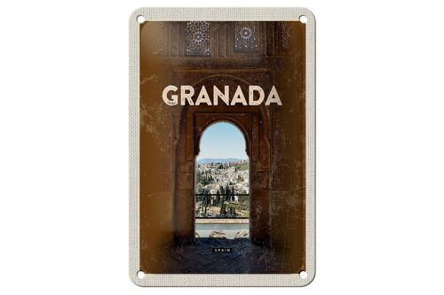 Blechschild Reise 12x18cm Retro Granada Spain Architektur Dekoration