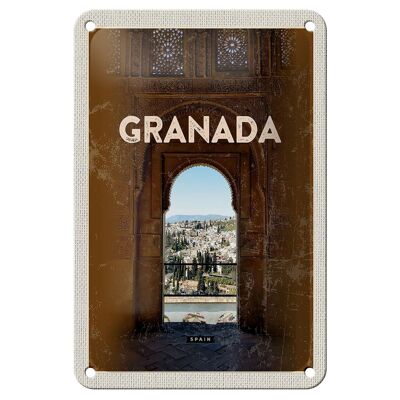 Blechschild Reise 12x18cm Retro Granada Spain Architektur Dekoration
