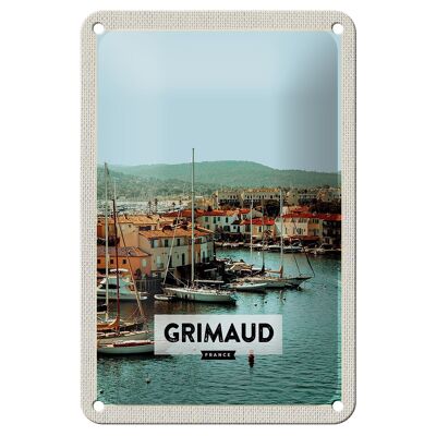 Targa in metallo da viaggio 12x18 cm Grimaud France Holiday Sea Gift Sign