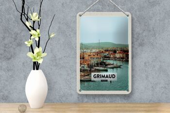 Panneau de voyage en étain, 12x18cm, Grimaud France, signe cadeau de vacances en mer 4
