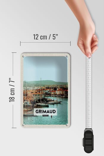 Panneau de voyage en étain, 12x18cm, Grimaud France, signe cadeau de vacances en mer 5