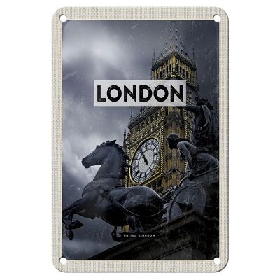 Targa in metallo da viaggio 12x18 cm Londra Big Ben Queen Elizabeth Tower Sign