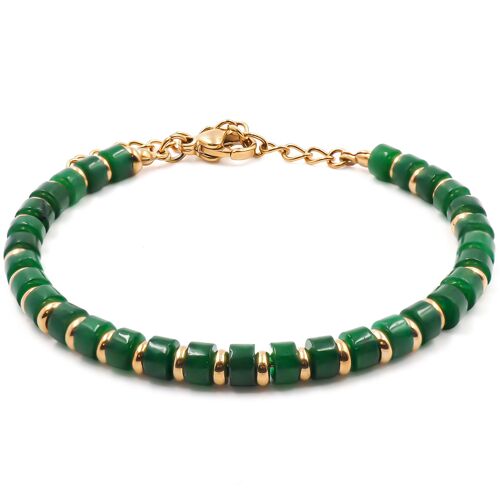 Bracelet en acier doré - jade
