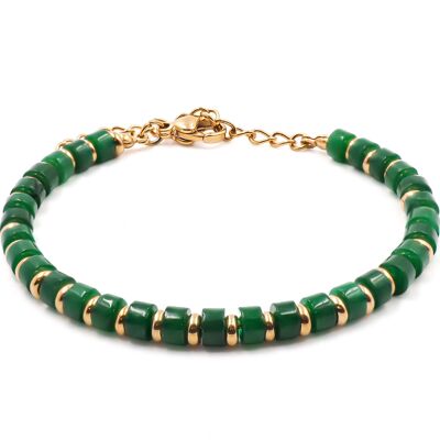 Golden steel bracelet - jade