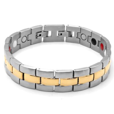 Bracelet en acier magnétique doré et acier