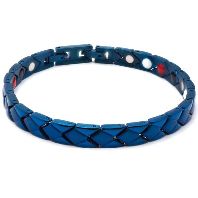 Blue and steel magnetic steel bracelet