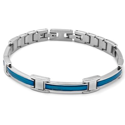 Blue magnetic steel bracelet