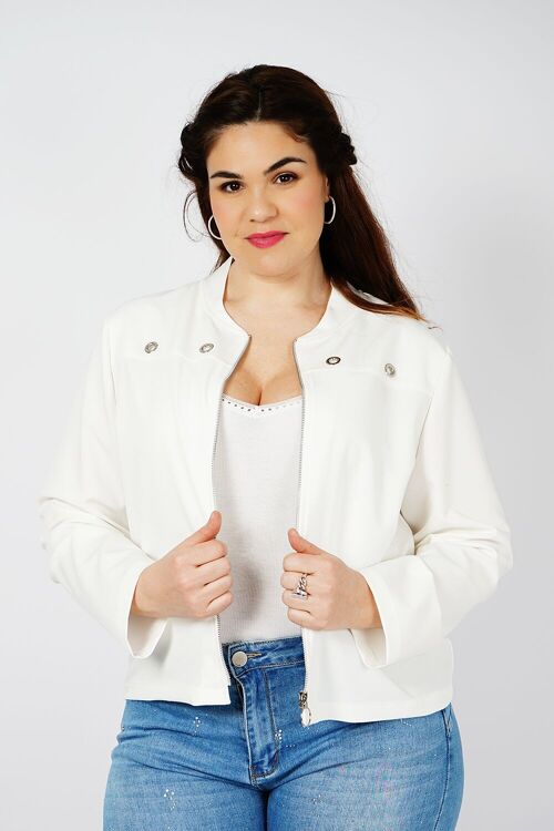 Veste bomber coupe droite - YLOVA Ecru