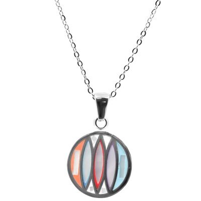 Enamel and mother-of-pearl steel necklace