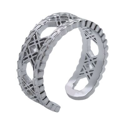 Adjustable steel ring - filigree effect