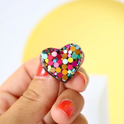 Pin's Large Glitter Heart Joy Green