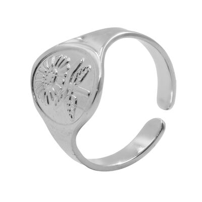 Anillo de acero ajustable - flor