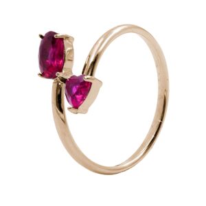 Bague réglable acier - PVD rosé - zircon imitation rubis