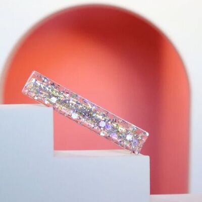 Barrette droite mini alu argent et violet