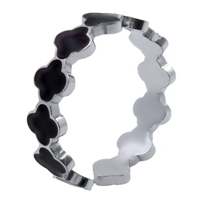 Adjustable steel ring - clover - black email