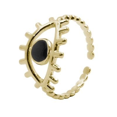 Anillo de acero ajustable - PVD oro - ojo - correo electrónico