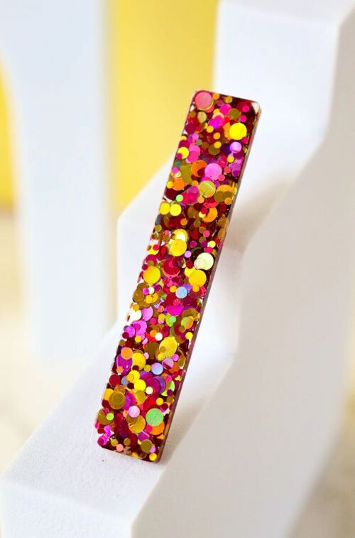 Barrette Droite Paillettes Joie Rouge