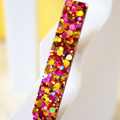 Barrette Droite Paillettes Joie Rouge