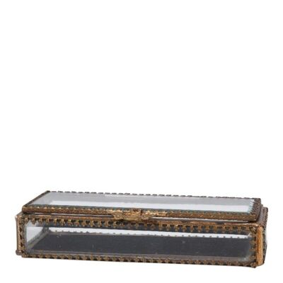 Deco glassbox brass 17 cm