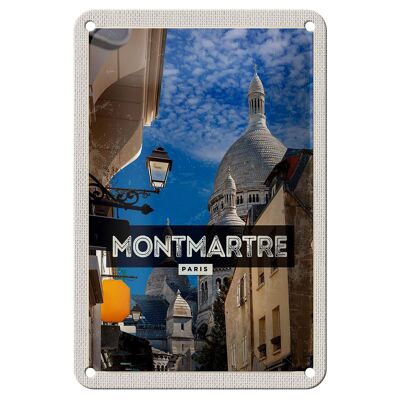 Cartel de chapa de viaje, 12x18cm, Montmartre, París, colinas, decoración de destino de viaje