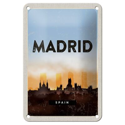 Cartel de chapa de viaje, 12x18cm, Madrid, España, cartel con imagen pintoresca Retro