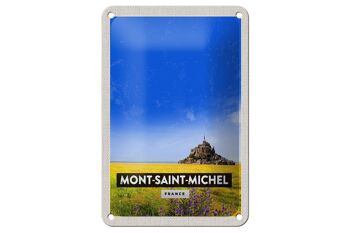 Panneau de voyage en étain, 12x18cm, panneau de la cathédrale du Mont-Saint-Michel, France 1