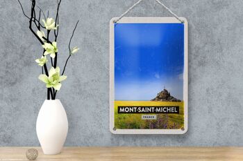 Panneau de voyage en étain, 12x18cm, panneau de la cathédrale du Mont-Saint-Michel, France 4