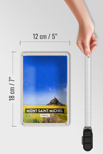 Panneau de voyage en étain, 12x18cm, panneau de la cathédrale du Mont-Saint-Michel, France 5