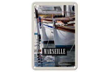 Panneau de voyage en étain, 12x18cm, Marseille, France, signe cadeau de vacances en mer 1