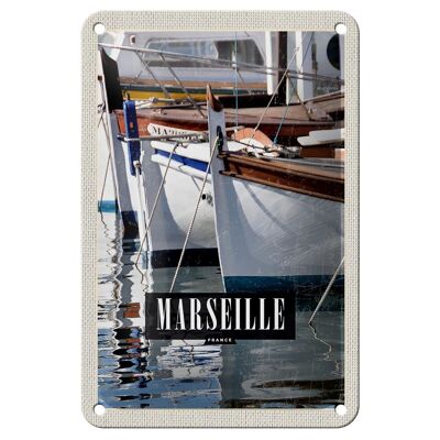 Blechschild Reise 12x18cm Marseille France Meer Urlaub Geschenk Schild