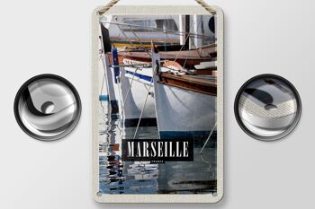 Panneau de voyage en étain, 12x18cm, Marseille, France, signe cadeau de vacances en mer 2