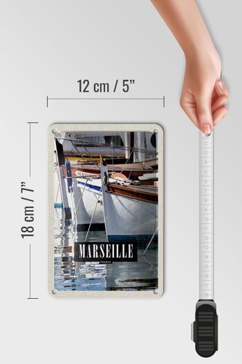 Panneau de voyage en étain, 12x18cm, Marseille, France, signe cadeau de vacances en mer 5