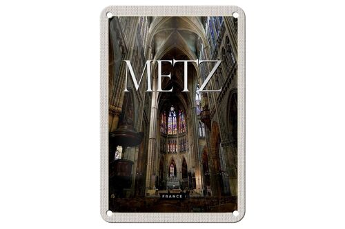 Blechschild Reise 12x18cm Metz France Kathedrale Reiseziel Dekoration