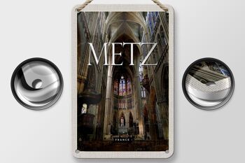 Panneau de voyage en étain 12x18cm, décoration de Destination de voyage de la cathédrale de Metz France 2