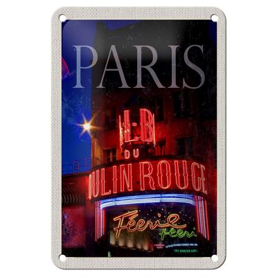 Cartel de chapa de viaje, 12x18cm, decoración variada de París Moulin Rouge