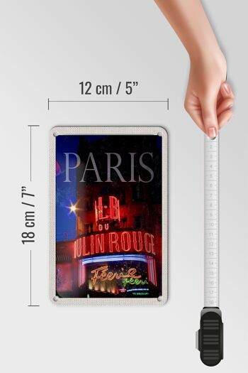 Signe en étain de voyage 12x18cm, décoration variée Paris Moulin Rouge 5