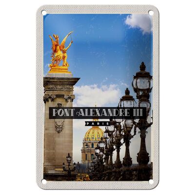 Cartel de chapa de viaje, 12x18cm, Pont Alexandre III, cartel de destino de viaje de París