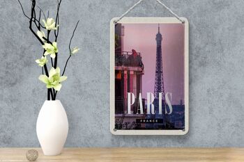 Panneau de voyage en étain 12x18cm, décoration de tour de coucher de soleil de Paris France 4