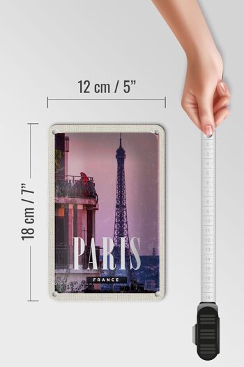 Panneau de voyage en étain 12x18cm, décoration de tour de coucher de soleil de Paris France 5