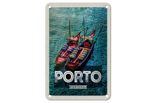 Blechschild Reise 12x18cm Porto Portugal Poster Meer Boote Dekoration