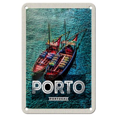 Targa in metallo da viaggio 12x18 cm Porto Portogallo Poster Decorazione barche marine