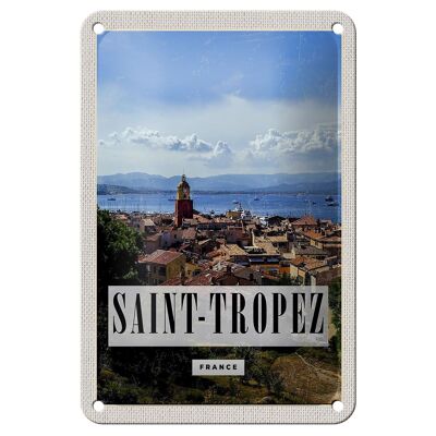 Targa in metallo da viaggio 12x18 cm Saint-Tropez Francia Panorama Poster