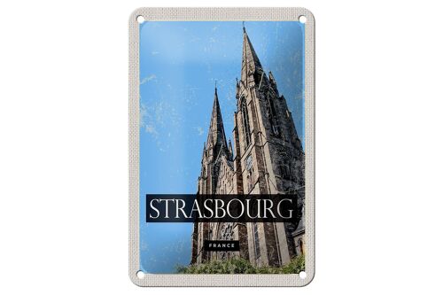 Blechschild Reise 12x18cm Strasbourg France Kathedrale Geschenk Schild