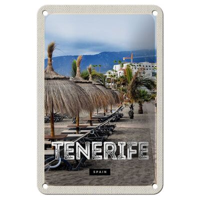 Targa in metallo da viaggio 12 x 18 cm, Tenerife, Spagna, vacanza, spiaggia, palme