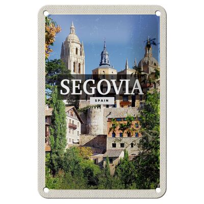 Blechschild Reise 12x18cm Segovia Spain Architektur Geschenk Schild