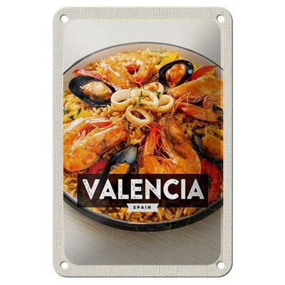 Targa in metallo da viaggio 12x18 cm Valencia Spagna Pesce Frutti di mare