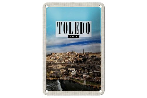 Blechschild Reise 12x18cm Toledo Spain Panorama Stadt Urlaub Schild