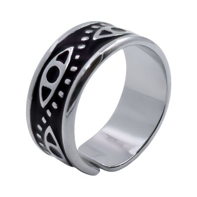 Anillo de acero ajustable - ojos - correo electrónico negro